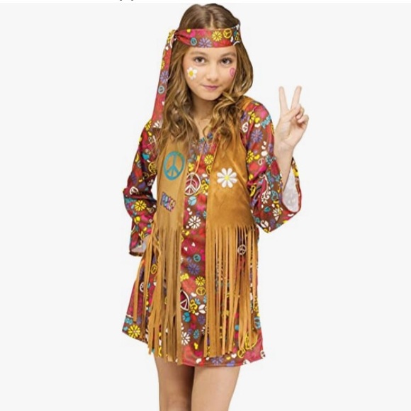 PEACE AND LOVE ❤️ HIPPIE CHILD DRESS COSTUME SIZE MEDIUM 🌟NWOT🌟 - Picture 2 of 13
